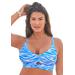 Plus Size Women's Cut Out Longline Bikini Top by Swimsuits For All in Blue Animal (Size 6)