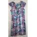 Lilly Pulitzer Dresses | Lilly Pulitzer Clare Floral Ruffle Midi Dress Pink Blue Xs Vintage Cotton Jersey | Color: Blue/Pink | Size: Xs