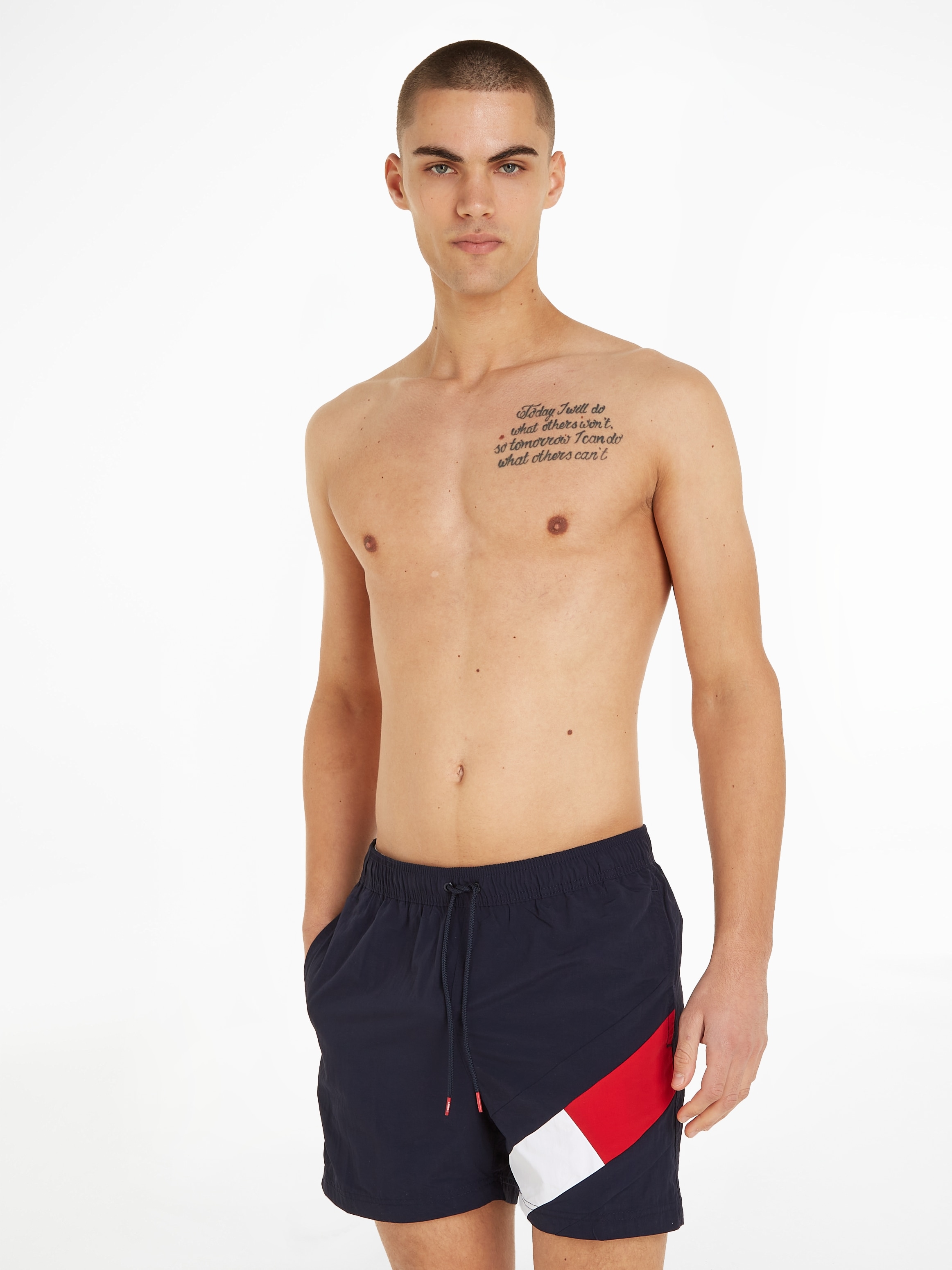 Badeshorts "SF MEDIUM DRAWSTRING", Herren, Gr. S (48), N-Gr, blau (desert, sky,), Microfaser, Polyamid, TOMMY HILFIGER SWIMWEAR, unifarben, Badehosen, mit Tommy Hilfiger Markenlabel Image