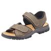 Riemchensandale RIEKER, Herren, Gr. 45, braun (dunkelbraun), Lederimitat, Textil, kontrastfarbene Details, sportlich, Schuhe, Sommerschuh, Klettschuh, Outdoorschuh, mit Klettriemchen, Topseller