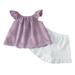Qufokar Little Girl Clothes 4T-5T Baby Girl Blanket Large Toddler Girls Ruched Solid Tops Shorts Set Casual Clothes Outfits 2Y