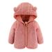 Qufokar Youth Insulated Bibs 5T Boys Vest Baby Girls Boys Jacket Bear Ears Hooded Outerwear Zipper Warm Fleece Winter Coat