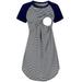 Postpartum Shirts Maternity Breastfeeding Sleeve Sleepwear Short Dress Women s Striped Maternity dress Maternity Jumper