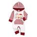Qufokar Baby Boy One Piece Outfits Jumpsuits for Baby Boy Baby Girls Boys Striped Hooded Thanksgiving Autumn Winter Long Sleeve Romper Jumpsuit Clothes