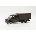 Herpa Militär Modellauto Mercedes-Benz Sprinter `18 Doppelkabine mit Plane „Bundeswehr“, originalgetreu im Maßstab 1:87, Auto Modell, Modellbau Sammlerstück, Army Deko Automodelle