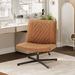 DICTAC Office Chair Armless Desk Chair No Wheels, Brown Modern Home Office Desk Chair Wide Seat Swivel Task Chair Mid Back | Wayfair DJ502729