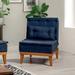 Barrel Chair - East Urban Home Cabrera 23.62" W Tufted Linen Barrel Chair Linen in Blue | 31.5 H x 23.62 W x 31.5 D in | Wayfair