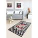 Black/Orange 28 x 0.39 in Area Rug - East Urban Home Ravenwood Geometric Machine Made Tufted Rectangle 2'4" x 3'11" Area Rug in Black/White/Orange Polyester | Wayfair