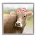 Stupell Industries Farm Cow Pink Blooms Arrangement Giclee Art By Kim Allen Wood in Brown/Gray/Pink | 1.5 D in | Wayfair as-866_gff_12x12