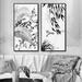 Red Barrel Studio® Asian Sketch of Nature Birds - 2 Piece Print Set on Canvas Metal in Black/Gray/White | 40 H x 40 W x 1 D in | Wayfair