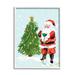 Stupell Industries Snowy Santa Claus Tree at-202 Wood in Blue/Brown/Green | 20 H x 16 W x 1.5 D in | Wayfair at-202_gff_16x20