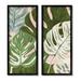 Stupell Industries Modern Layered Monstera Leaves 2 Piece Framed Giclee Art Set By Ziwei Li Wood in Brown/Green | 24 H x 10 W x 1.5 D in | Wayfair