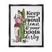 Stupell Industries Keep Soul Clean & Boots Dirty Phrase Framed Floater Canvas Wall Art By Erica Billups Canvas in Black/Green/Pink | Wayfair