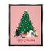 The Holiday Aisle® Merry Christmas Holiday Cats - Floater Frame Graphic Art on Canvas in Green/Pink/White | 31 H x 25 W x 1.7 D in | Wayfair