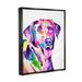 Red Barrel Studio® Purple Lab Dog Happy Retriever by Jen Seeley - Floater Frame Painting on Canvas in Blue/Indigo/Pink | Wayfair