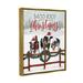 The Holiday Aisle® Moo-rry Christmas Holiday Snowy Cows - Floater Frame Graphic Art on Canvas in Green/Red/White | 21 H x 17 W x 1.7 D in | Wayfair