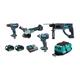 Pack Makita Premium 4 machines 18V 5Ah: Perceuse DDF482 + Meuleuse DGA504 + Perfo DHR202 + Visseuse