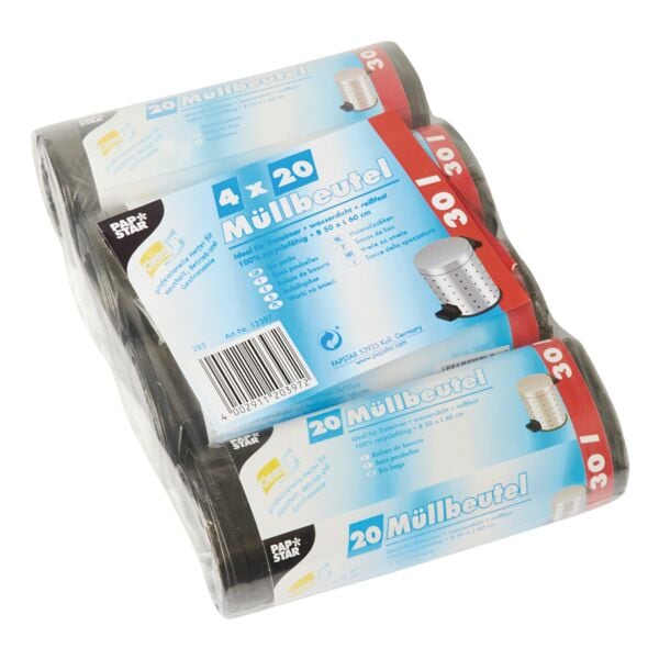 Papstar 4x 20 Müllbeutel 30 Liter grau grau, 50x60 cm Image