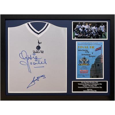Ossie Ardiles und Ricky Villa haben das Tottenham-FA-Cup-Finale-Trikot 1981 doppelt signiert – gerahmt Image