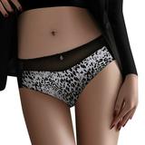 ZMHEGW Period Underwear For Women Middle Waist Leopard Print Ice Silk Seamless Large Thin Comfortable Ice Silk Underpants For Women s Panties