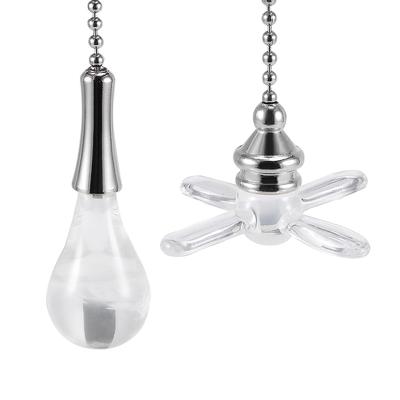 Glass Clear Fan Bulb Pendant with 6 inch Sliver Tone Pull Chain 1Set - Clear, Sliver Tone