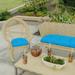 19" x 19" Blue Solid Tufted Outdoor Wicker Seat Cushion (Set of 2) - 19'' L x 19'' W x 4'' H