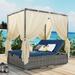 Outdoor Adjustable Sunbed Daybed w/ Cushions and Canopy