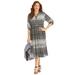 Plus Size Women's Gauze Midi Shirtdress by Catherines in Black Dot Stripe (Size 1X)