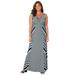 Plus Size Women's Striped V-Neck Maxi Tank Dress by Catherines in Black Mixed Stripe (Size 4X)