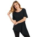 Plus Size Women's Short-Sleeve Asymmetrical Tunic by June+Vie in Black (Size 18/20)