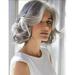 Short Grey Curly Wig Mixed Gray Wavy Wigs for Women Synthetic Hair Natural Looking Daily Party Wig