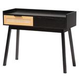 Kalani Mid-Century Modern Two-Tone Espresso Brown And Natural Brown Finished Wood 2-Drawer Console T by Baxton Studio in Dark Brown Natural Brown