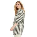 Plus Size Women's Half Button-Down Lino Soleil Tunic by June+Vie in Ivory Vertical Stripe (Size 10/12)