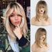 Blonde Wigs Shoulder Length Layered Wigs Long Curly Wigs for Women 20 Inch Wigs with Bangs