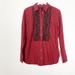 J. Crew Tops | J. Crew Women's Shirt Button Down Size 6 Embroidery Beads Red Black Plaid Nwt | Color: Black/Red | Size: 6