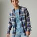 Lucky Brand Plaid Indigo Long Sleeve Utility Shirt - Men's Clothing Outerwear Shirt Jackets in Indigo Plaid, Size M