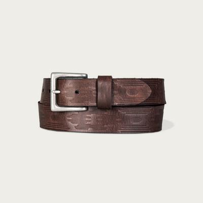 Lucky Brand Southwest Embossed Leather Belt - Men's Accessories Belts in Dark Brown, Size 32