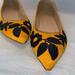 J. Crew Shoes | Euc J Crew Orange Satin With Black Floral Embroidered Flats Sz 6.5 | Color: Black/Orange | Size: 6.5