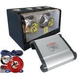 Audiotek 12 2000W BANDPASS CUSTOM BASS Box + 2000W Car Audio AmplifierAmp + Kit Bundle