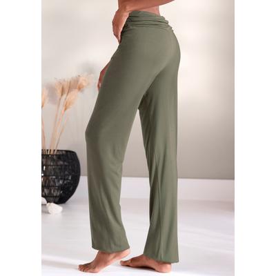 Haremshose BUFFALO, Damen, Gr. 32/34, N-Gr, grün (khaki), Web, Obermaterial: 100% Viskose, unifarben, modisch, bequem lang, Hosen, mit gerafftem Umschlagbund Image
