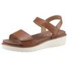 Sandalette ARA "BILBAO", Damen, Gr. 39, braun (cognac), Glattleder, unifarben, casual, Schuhe, Sommerschuh, Sandale, Keilabsatz, Klett, Weite G (weit), Topseller