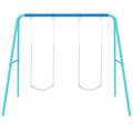 Dripex Heavy Duty Metal Swing Frame with Ground Stakes for Kids, 400lb Load Capacity, 2 Seat Swing Stand, A-Frame Swing Sets for Backyard Outdoor (Blue)