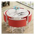 Office Business Hotel Lobby Reception Dining Table Office Table and Chair Set 1 Table and 4 Chairs Leather 80cm Round Table Restaurant Kitchen Bedroom Leisure Tables and Chairs (Color : Red) (Red)