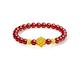 ZHOU LIU FU 24K Solid Gold Bravelet for Women, Real Pure Gold Jewelry Dainty Fortune Lotus Red Agate Beaded Bracelet Onyx Stretch Bracelet for Men Teen Girls