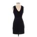 BCBGeneration Casual Dress - Sheath Plunge Sleeveless: Black Print Dresses - Women's Size 2