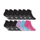 Sock Snob Girls 12 Pair Kids Low Cut Ankle Socks with Non Slip Sole - Pink / Black Cotton - Size 4-6Y