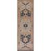 Floral Beige Heriz Serapi Runner Rug Hand-Knotted Wool Carpet - 3'0" x 11'2"