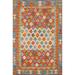 Multicolor Kilim Oriental Accent Rug Flatweave Wool Carpet - 3'0" x 4'4"