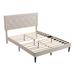 Cream Suede Velvet Nailhead Upholstered Queen Bed, 86.6''L*63.98''W*46.85''H, 77.1LBS