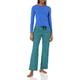 Amazon Essentials Damen Schlaf-Set leichte Flanellhose und langärmeliges-T-Shirt (in Übergröße erhältlich), Blau Grün Streifen, XXL